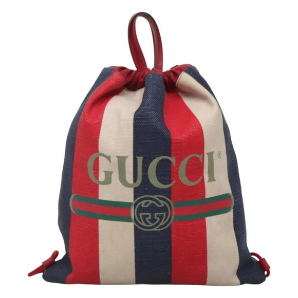 GUCCI Web Sherry Line Backpack Canvas Red Blue 473872 Auth 125637 - Picture 14 of 16